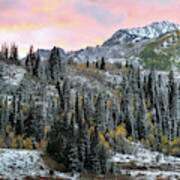 Mount Raymond Autumn Sunset  - Big Cottonwood Canyon, Utah Art Print