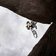 Mountain Bike Rider Jumping Over Gap Art Print