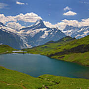 Mountain Lake And Swiss Alps In Art Print