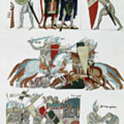 Ms Facs 227 Pl.3 The Magi, The Battle Of Joshua And The Siege Of Dan, From The 'hortus Deliciarum' By Herrade De Landsberg, Facsimile Copy Of A 12th Century Manuscript Art Print