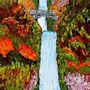 Multnomah Falls Water Bridge Of Autumn #2 Art Print