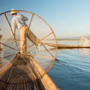 Myanmar, Shan, Fishermen On Inle Lake Art Print