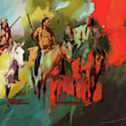 Native American On Horses Art Print
