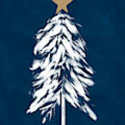 Navy And White Christmas Tree 2- Art By Linda Woods Art Print