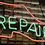 Neon Shoe Repair Sign Art Print