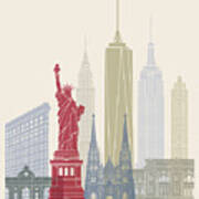 New York Skyline Poster In Editable Art Print