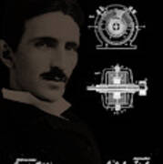 Nikola Tesla Alternating  Current Electric Generator Patent Drawing Art Print