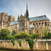 Notre Dame From The River Art Print