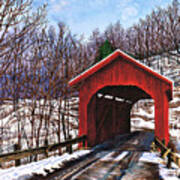 Old Red Bridge In Vermont Art Print