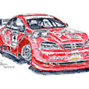 Opel Astra Sport Bild Dtm Racecar Ink Drawing And Watercolor Art Print