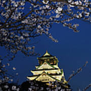 Osaka Castle With Cherry Blossoms At Art Print