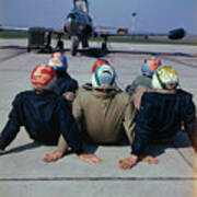 Painted Helmets Of Jet Pilots Art Print