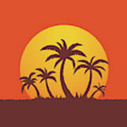 Palm Trees And Sun Art Print