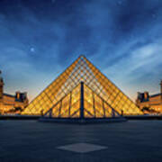 Panoramic View Of Louvre Museum Art Print
