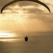 Paraglider Flying In The Sky Over An Art Print