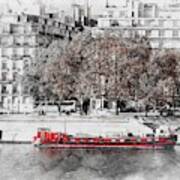 Paris Red Houseboat Art Print