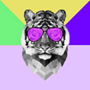 Party Tiger In Glasses Art Print