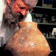 Patrick Mcgovern & A Jar Which Held Ancient Wine Art Print