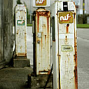 Petrol Gas Pumps, Caernarfon Art Print