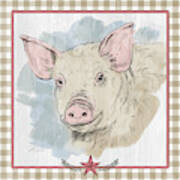 Pig Portrait-farm Animals Art Print