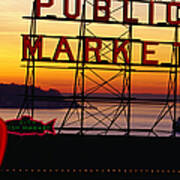 Pike Place Market Sign, Seattle Art Print