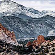 Pikes Peak Colorado Springs Mountain Landscape And Garden Of The Gods 3x1 Art Print