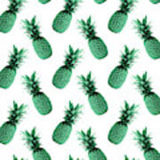 Pineapple Pattern - Tropical Pattern - Summer- Pineapple Wall Art - Blue, White - Minimal Art Print