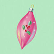 Pink Christmas Ornament Art Print
