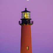 Pink Moon At Jupiter Lighthouse Captain Kimo Style Art Print