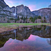 Pink Sky And Reflections Over Yosemite Art Print
