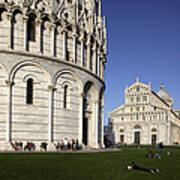 Pisa Baptistry With Cathedral And Art Print