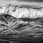 Polychrome Mountain, Denali National Park, Alaska, Bw Art Print