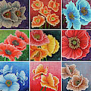 Poppy Painting Tiles X 9 Set 2 Art Print