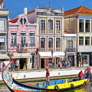 Portugal, Aveiro, Aveiro, Moliceiro Boat On Sao Roque Canal, Aveiro Art Print