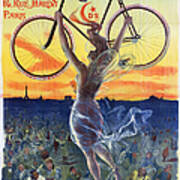 Poster Of Goddess With Bicycle Art Print