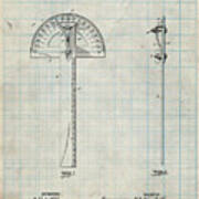 Pp1002-antique Grid Parchment Protractor T-square Patent Poster Art Print