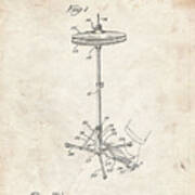Pp106-vintage Parchment Hi Hat Cymbal Stand And Pedal Patent Poster Art Print