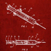 Pp1080-burgundy Syringe Patent Poster Art Print