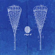 Pp199- Faded Blueprint Lacrosse Stick 1948 Patent Poster Art Print