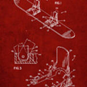 Pp246-burgundy Burton Baseless Binding 1995 Snowboard Patent Poster Art Print