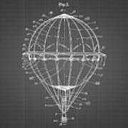 Pp36-black Grid Hot Air Balloon 1923 Patent Poster Art Print