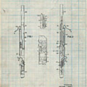 Pp392-antique Grid Parchment Bassoon Patent Poster Art Print