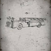 Pp506-faded Grey Firetruck 1940 Patent Poster Art Print