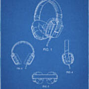 Pp550-blueprint Headphones Patent Poster Art Print