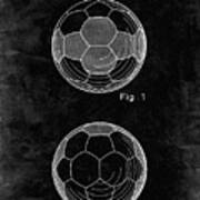 Pp62-black Grunge Leather Soccer Ball Patent Poster Art Print