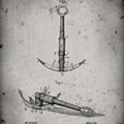 Pp821-faded Grey Folding Grapnel Anchor Patent Poster Art Print