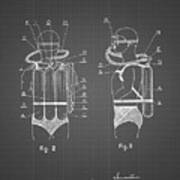 Pp897-black Grid Jacques Cousteau Diving Suit Patent Poster Art Print