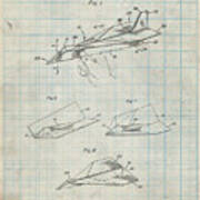 Pp983-antique Grid Parchment Paper Airplane Patent Poster Art Print