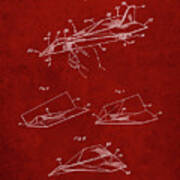 Pp983-burgundy Paper Airplane Patent Poster Art Print