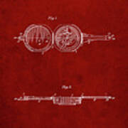 Pp992-burgundy Pocket Transit Compass 1919 Patent Poster Art Print